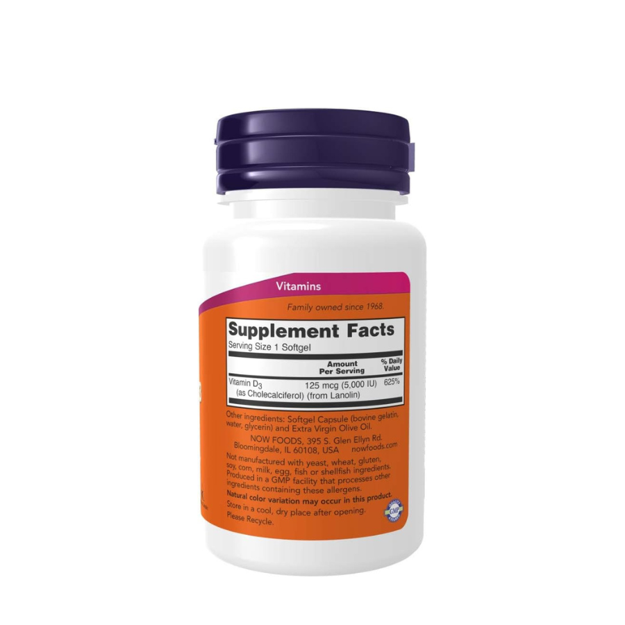 Now Vitamin D-3 5000 IU Capsules x120