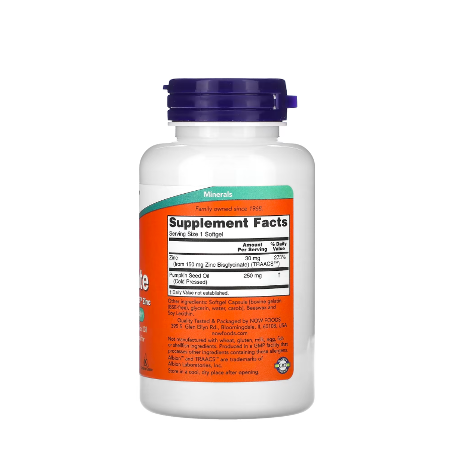 Now Zinc Glycinate 30mg Capsules x120