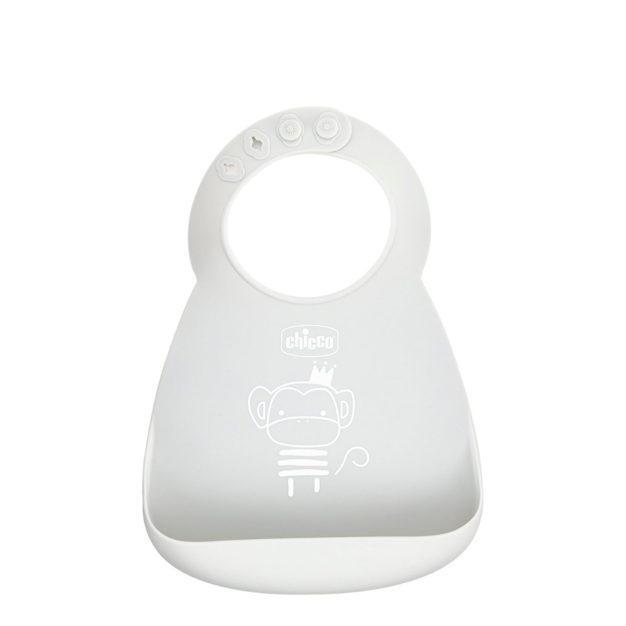 Chicco Gray Silicone Bib 6M