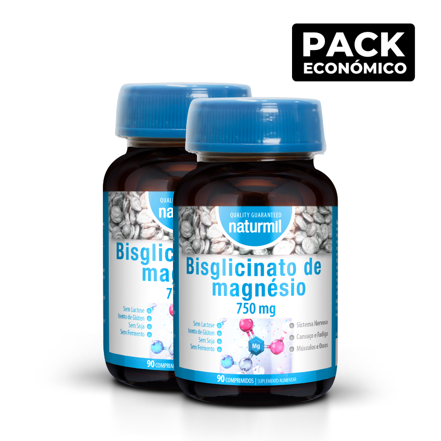 Naturmil Bisglicinato de Magnésio 750mg Cápsulas 2x90