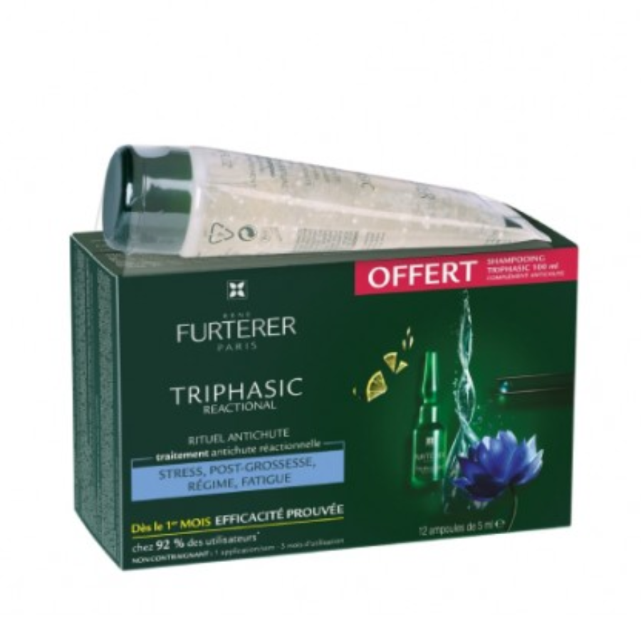 René Furterer Triphasic Anti Hair Loss Ampoules x12 + Shampoo 100ml