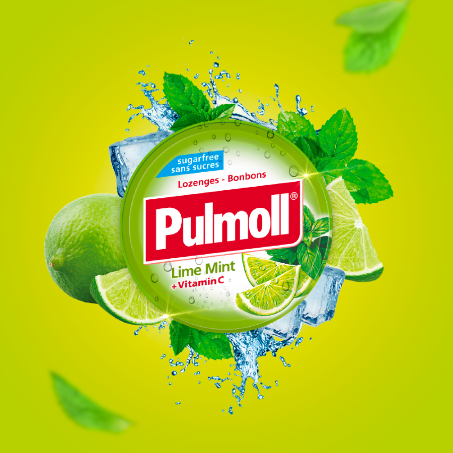 Pulmoll Mint Lime Lozenges + Vitamin C Sugar Free 45g