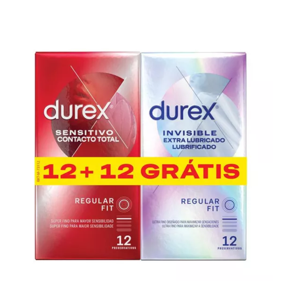 Durex Sensitive Condoms x12 + Invisible Extra Lubricated x12