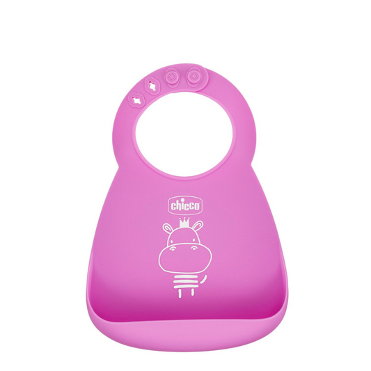 Chicco Bavoir Silicone Rose 6M