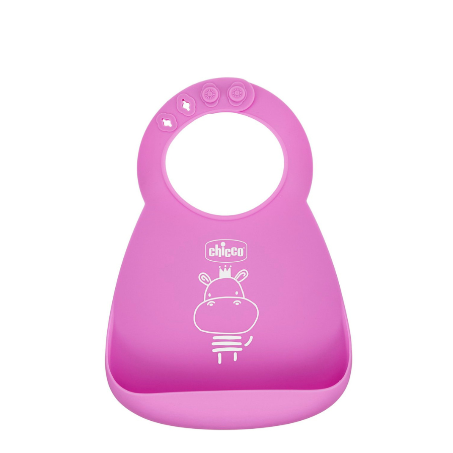Chicco Bavoir Silicone Rose 6M