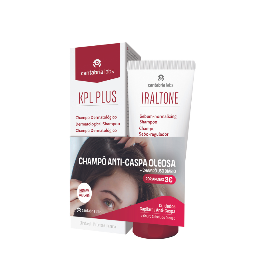 KPL Plus Champô Dermatológico Anti-Caspa 200ml + Iraltone Champô Seboregulador 200ml