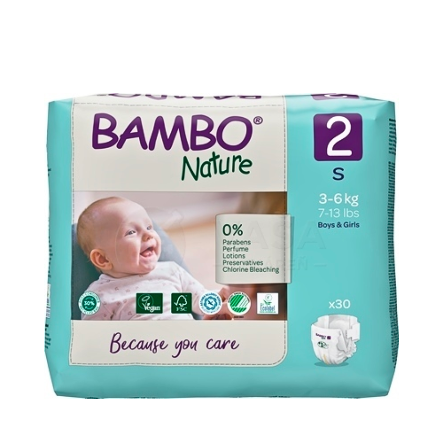 Pañales Bambo Nature T2 S 3-6Kg x30