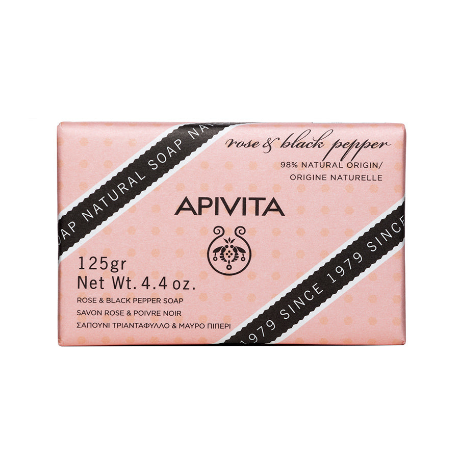 Apivita Rose and Black Pepper Solid Soap 125g