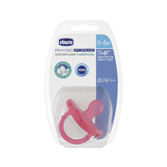 Chicco Physio Forma Sucette en silicone souple rose 0-6M