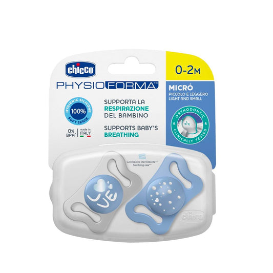 Sucette Chicco PhysioForma 0-2m Bleu x2